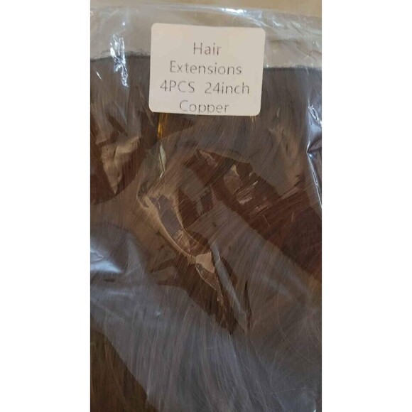 Clip in Curly Hair Extensions 24 in 4PCS Long Wavy Thick Copper color with Fiber - Picture 1 of 3